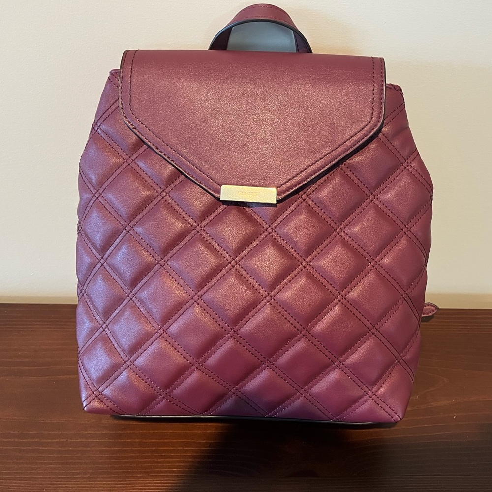 Nine West Vegan Leather Quilted Burgundy Backpack